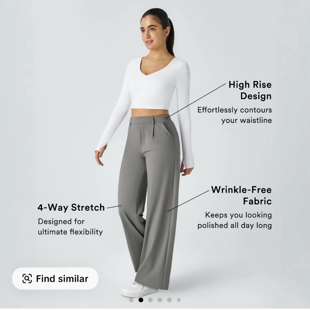 HALARA Gray Wide Leg Pants High Rise